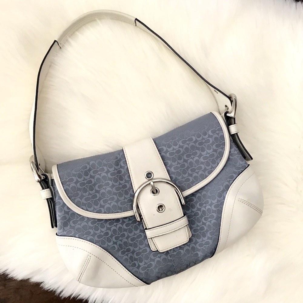 Authentic Coach Canvas and Leather Baguette